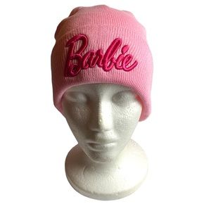 Barbie Women’s & Girls Embroidered Logo Beanie Pink Knitted Hat Skully Winter*